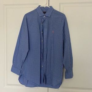 Blue/Pink Men’s Polo Button-down Neck Size 16 1/2